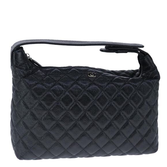 CHANEL Matelasse Hand Bag Caviar Skin Black CC - Picture 1 of 16